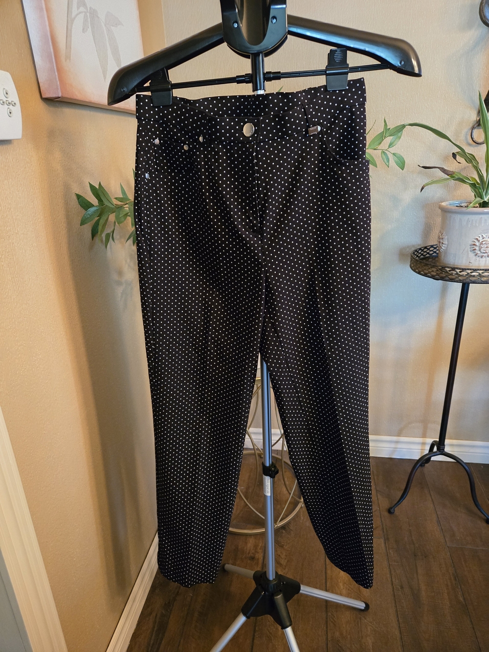 NWOT TanJay Black Polka Dot Straight Leg Pants